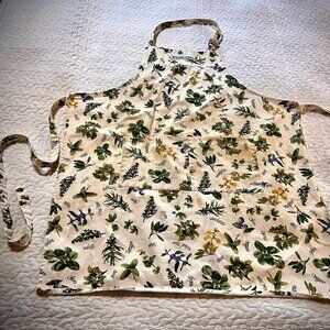 Apron, high quality, 100% cotton canvas. Adjustable neck strap. Herb Garden.